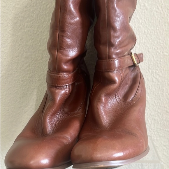 Audrey Brooke Brown Heeled Boots with Chunky Heel and Knee High Design - Picture 8 of 12